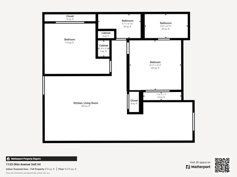 Floor plan for 2 beds, 2 baths